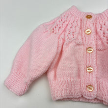 Load image into Gallery viewer, Girls handmade, pink knitted cardigan, EUC, size 00000-0000,