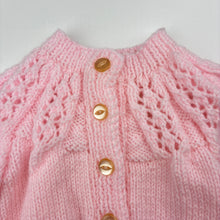Load image into Gallery viewer, Girls handmade, pink knitted cardigan, EUC, size 00000-0000,