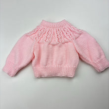 Load image into Gallery viewer, Girls handmade, pink knitted cardigan, EUC, size 00000-0000,