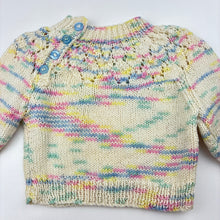 Load image into Gallery viewer, Girls handmade, knitted sweater / jumper, EUC, size 0000-000,