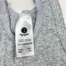 Load image into Gallery viewer, Unisex Dymples, grey ribbed cotton singlet top, GUC, size 0000,
