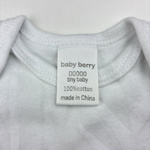 Load image into Gallery viewer, Unisex Baby Berry, white cotton bodysuit / romper, EUC, size 00000,