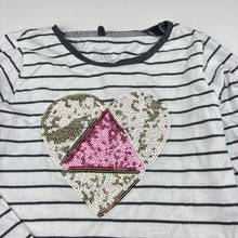 Load image into Gallery viewer, Girls H&amp;T, cotton long sleeve top, sequin heart, FUC, size 5,