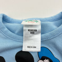 Load image into Gallery viewer, Unisex Disney, cotton bodysuit / romper, Mickey &amp; Donald, GUC, size 000,