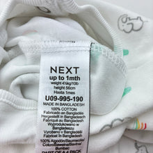Load image into Gallery viewer, Unisex Next, cotton coverall / romper, elephants, EUC, size 0000,