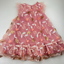 Load image into Gallery viewer, Girls Origami, lined embroidered tulle &amp; sequin party / formal dress, EUC, size 4, L: 57cm
