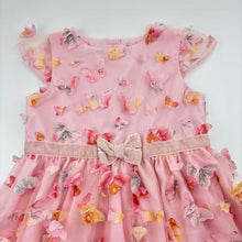 Load image into Gallery viewer, Girls Origami, lined tulle party dress, butterflies, light mark on waistband, FUC, size 4, L: 56cm