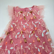 Load image into Gallery viewer, Girls Origami, lined embroidered tulle &amp; sequin party / formal dress, EUC, size 8, L: 70cm