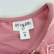 Load image into Gallery viewer, Girls Origami, lined embroidered tulle &amp; sequin party / formal dress, EUC, size 8, L: 70cm