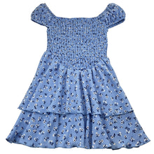 Load image into Gallery viewer, Girls Mango, blue &amp; white floral dress, EUC, size 8, L: 63cm