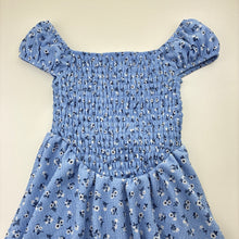 Load image into Gallery viewer, Girls Mango, blue &amp; white floral dress, EUC, size 8, L: 63cm
