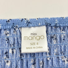 Load image into Gallery viewer, Girls Mango, blue &amp; white floral dress, EUC, size 8, L: 63cm