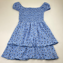 Load image into Gallery viewer, Girls Mango, blue &amp; white floral dress, EUC, size 8, L: 63cm