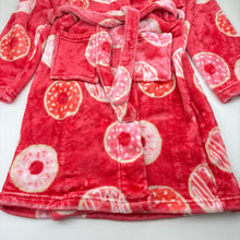 Load image into Gallery viewer, Girls Tilii, soft fleece dressing gown / bathrobe, doughnuts, GUC, size 8,