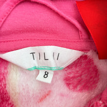 Load image into Gallery viewer, Girls Tilii, soft fleece dressing gown / bathrobe, doughnuts, GUC, size 8,