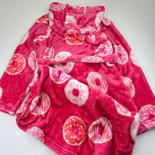 Load image into Gallery viewer, Girls Tilii, soft fleece dressing gown / bathrobe, doughnuts, GUC, size 8,