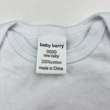 Load image into Gallery viewer, Unisex Baby Berry, white cotton bodysuit / romper, EUC, size 0000,