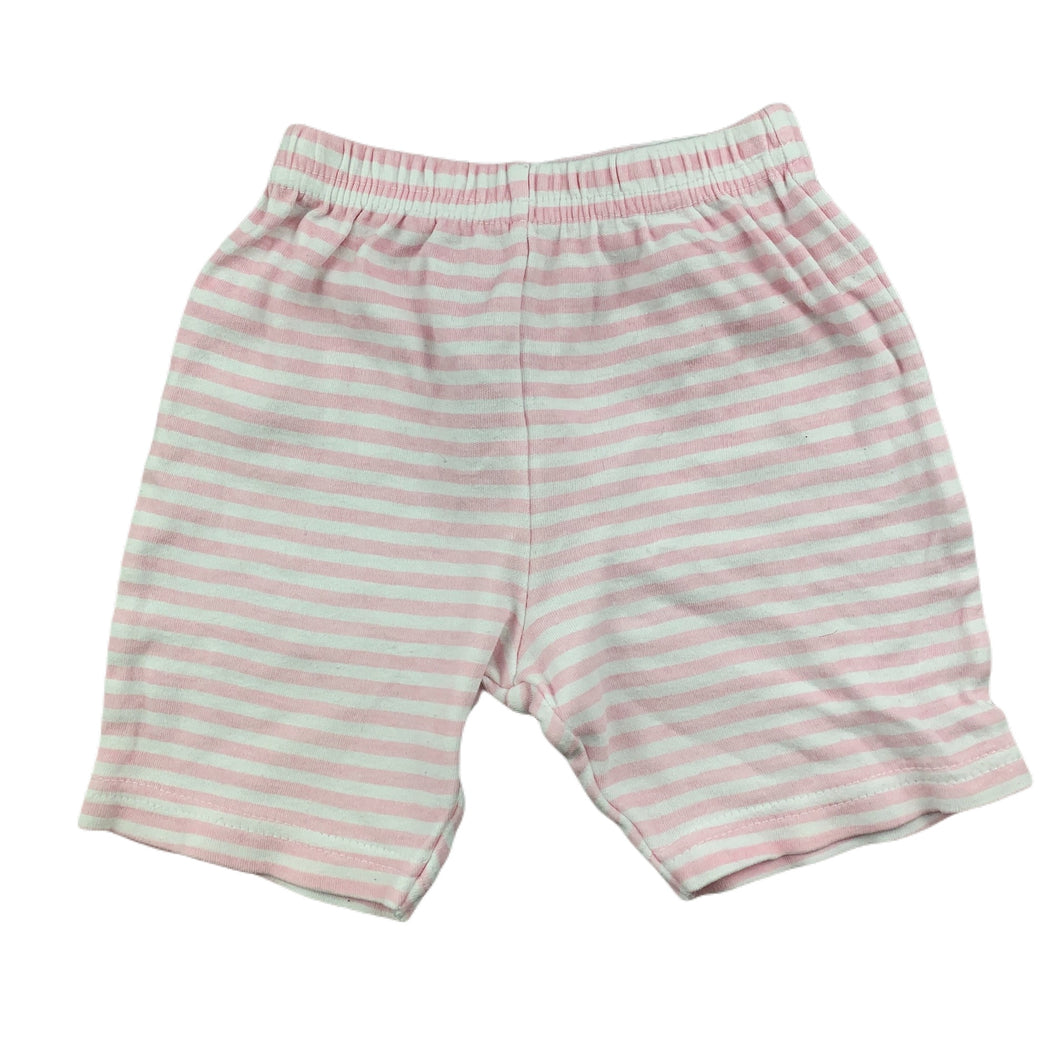 Tiny Little Wonders pink & white stripe cotton shorts, size 0000, Pre-loved