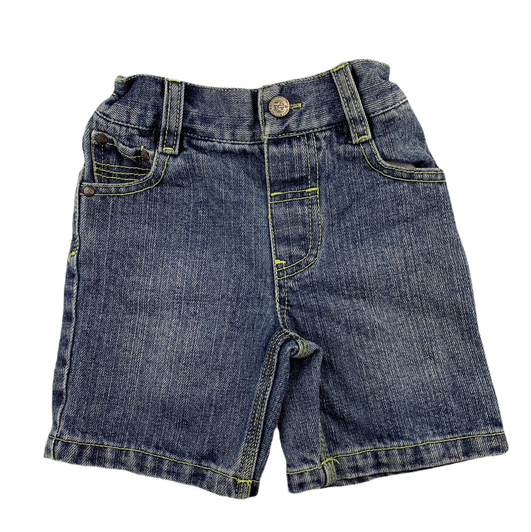 H+T blue denim jean shorts, elasticated, size 00, Pre-loved