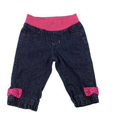 Gymboree navy denim jeans, elasticated waist, size 00, Pre-loved