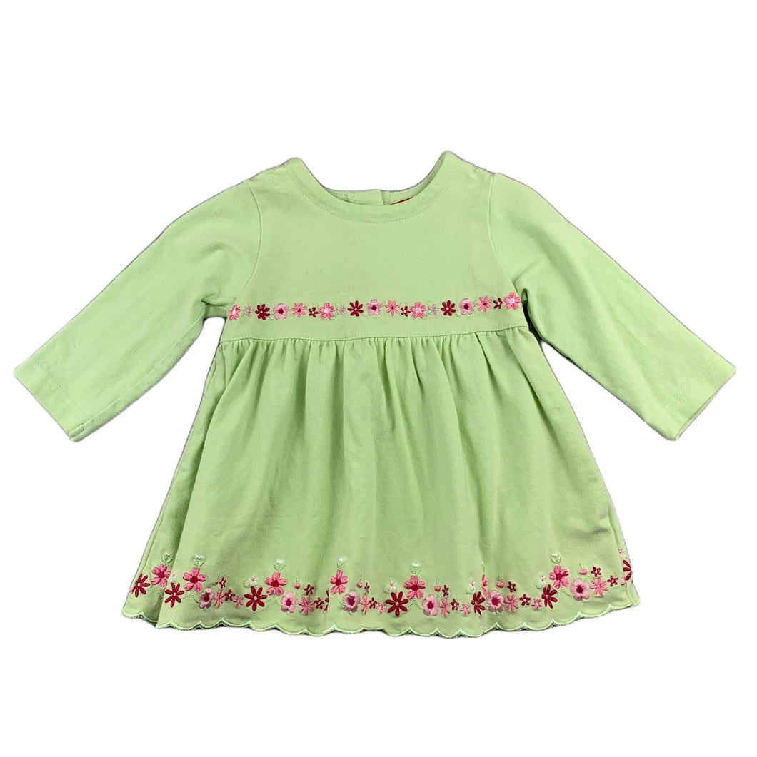 Sprout green long sleeve embroidered dress, size 00, Pre-loved