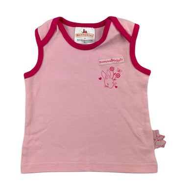 Bunnykins pink soft cotton tank top / t-shirt, size 0, Pre-loved