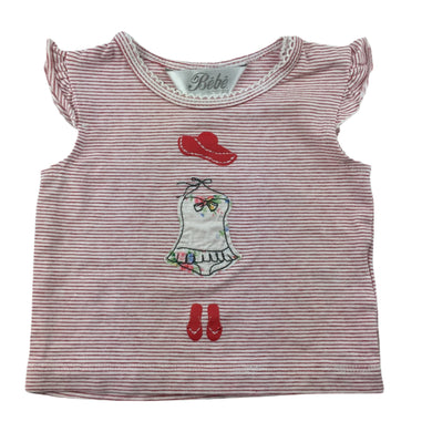 Bebe by Minihaha red & white stripe t-shirt / top, summer outfit, size 000, Pre-loved