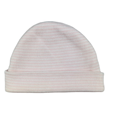 Playette pink & white stripe knitted hat / beanie, size 000-00, Pre-loved