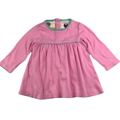 John Lewis Baby pink soft cotton casual long sleeve dress, size 0, Pre-loved