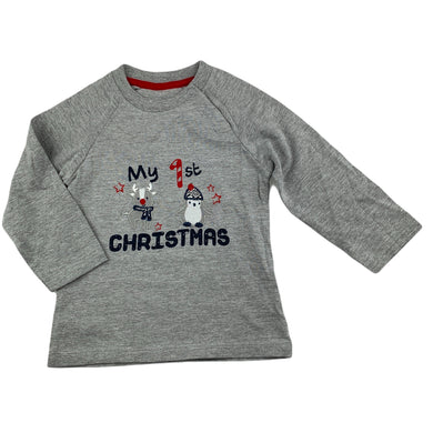 St Bernard grey long sleeve Christmas t-shirt / top, size 0, Pre-loved
