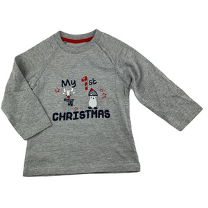 St Bernard grey long sleeve Christmas t-shirt / top, size 0, Pre-loved