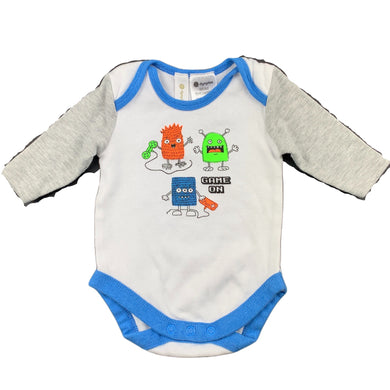 Dymples soft cotton bodysuit / romper, monsters, size 000, Pre-loved