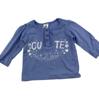 Tiny Little Wonders soft cotton long sleeve t-shirt / top, size 00, Pre-loved