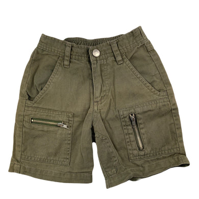 Ouch khaki cotton shorts, elasticated, size 00, Pre-loved