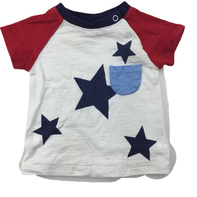 Sprout cotton t-shirt / tee, stars, size 000, Pre-loved