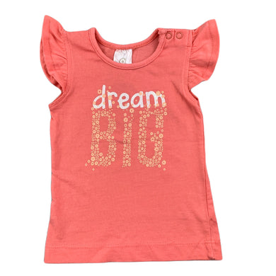 Target coral cotton t-shirt / top, dream big, size 00, Pre-loved
