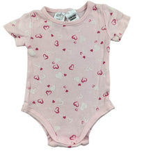 Load image into Gallery viewer, Tiny Little Wonders pink cotton bodysuit / romper, hearts, size 000, Pre-loved
