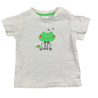 Target white cotton t-shirt / top, frog, size 00, Pre-loved