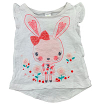 Load image into Gallery viewer, Dymples white cotton t-shirt / top, rabbit, size 000, Pre-loved