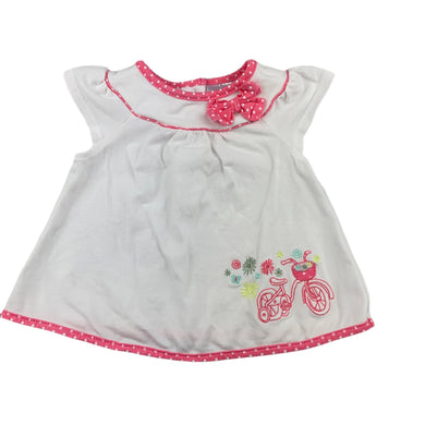 Target white t-shirt / top, bicycle, size 00, Pre-loved