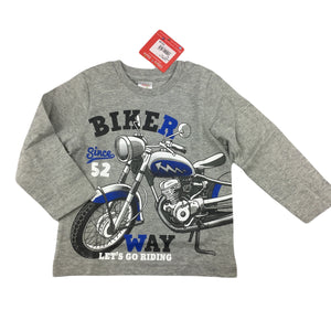 Ollie's Place long sleeve t-shirt with motorbike print, 100% cotton, size 1, BNWT