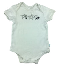 Load image into Gallery viewer, Target white cotton bodysuit / romper, lambs, size 00, Pre-loved