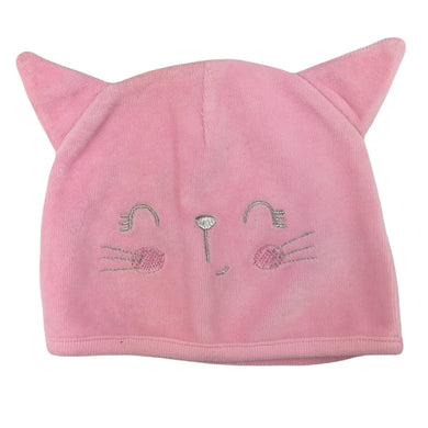 Dymples pink velour cat hat, novelty, size 0, Pre-loved