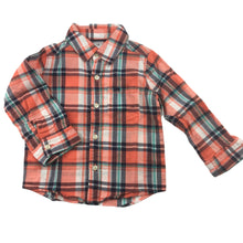 Load image into Gallery viewer, Carter&#39;s long sleeve check shirt with embroidered elephant on pocket, size 18 months, Pre-loved