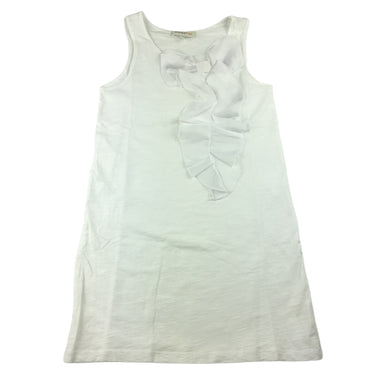 Witchery Kids white cotton sleeveless dress with bow and ruffle detail, size 7, Pre-loved