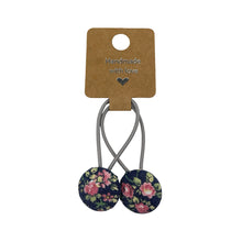 Load image into Gallery viewer, Navy Vintage Rose Hair Ties