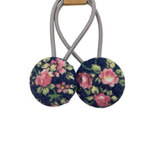 Load image into Gallery viewer, Navy Vintage Rose Hair Ties