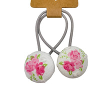Load image into Gallery viewer, White Pink Rose Hair Ties
