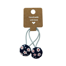 Load image into Gallery viewer, Navy &amp; White Floral Hair Ties