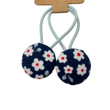 Load image into Gallery viewer, Navy &amp; White Floral Hair Ties